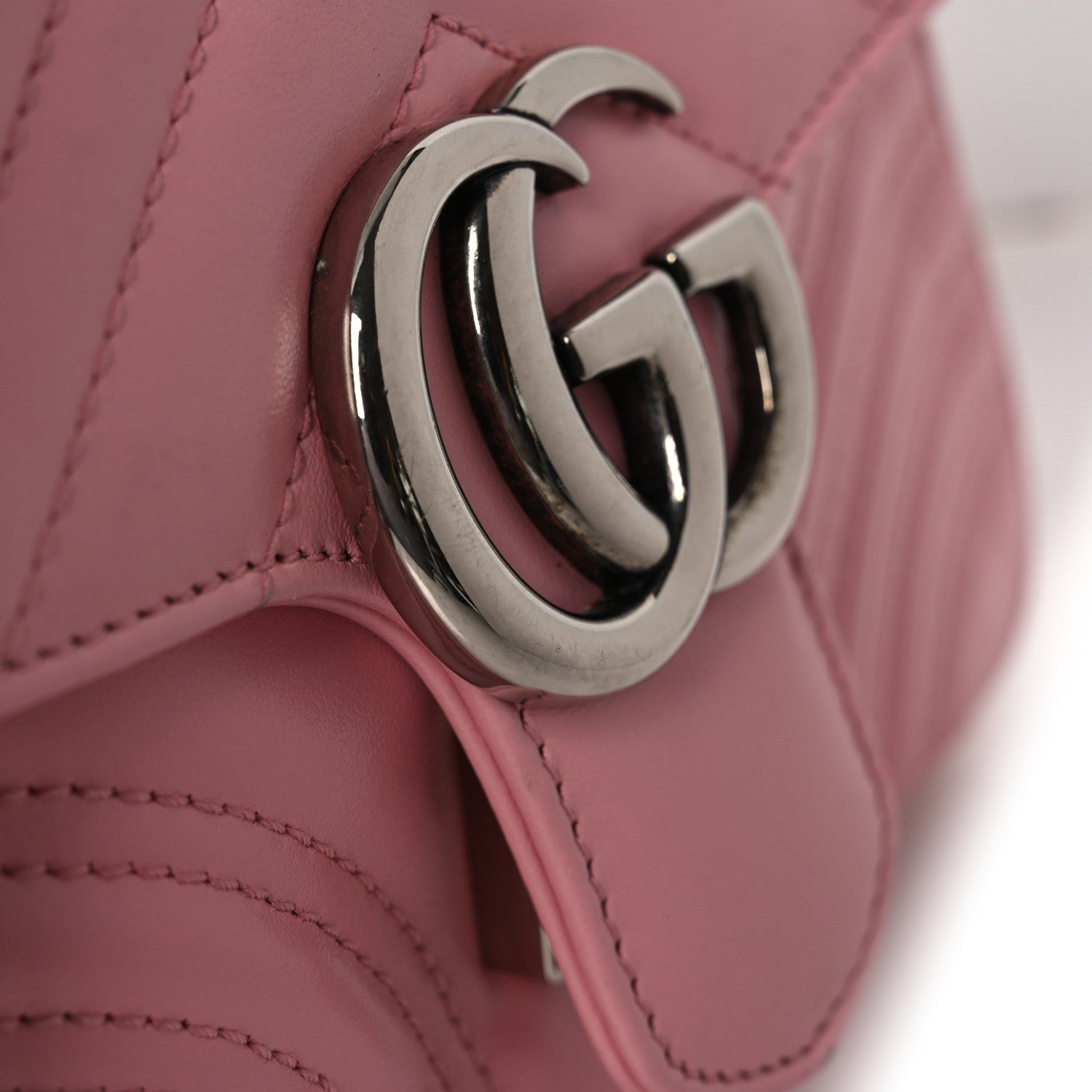 Gucci Calfskin Matelasse Mini GG Marmont Top Handle Shoulder Bag Wild Rose 17 of 17
