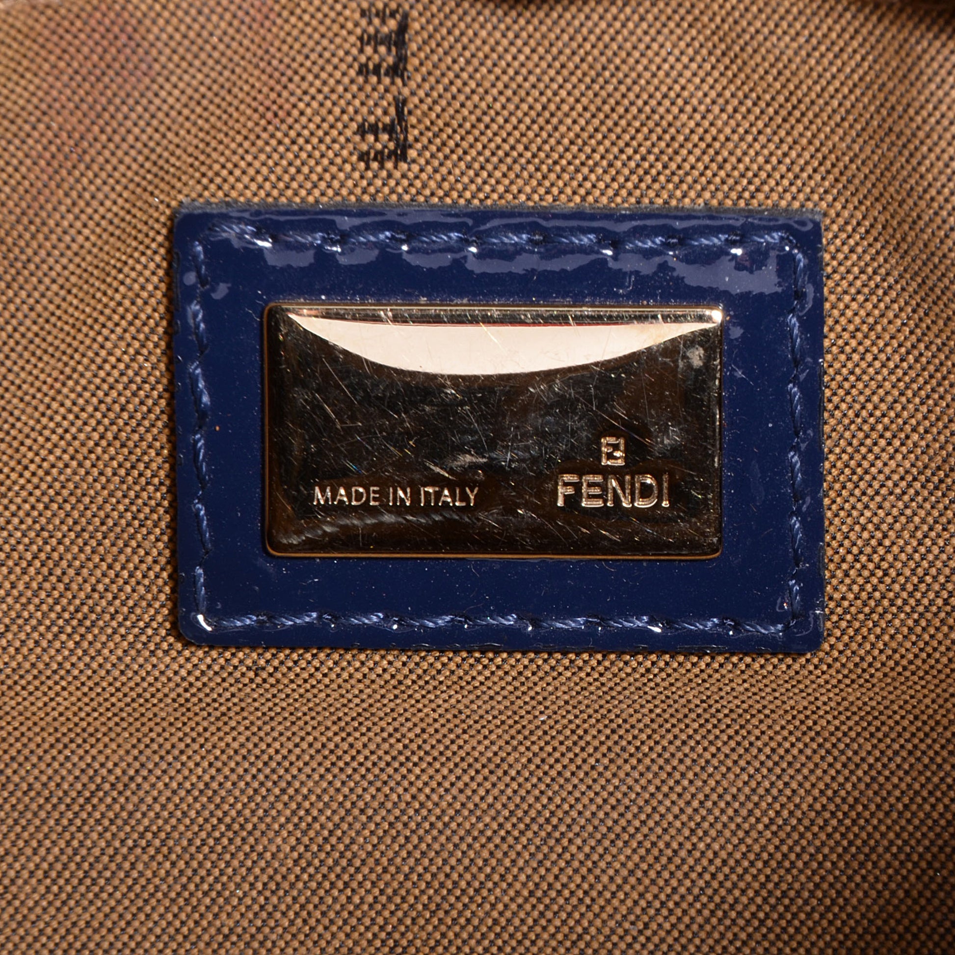 Fendi Zucca Patent Small Chef Shoulder Bag Tobacco Blue 6 of 9