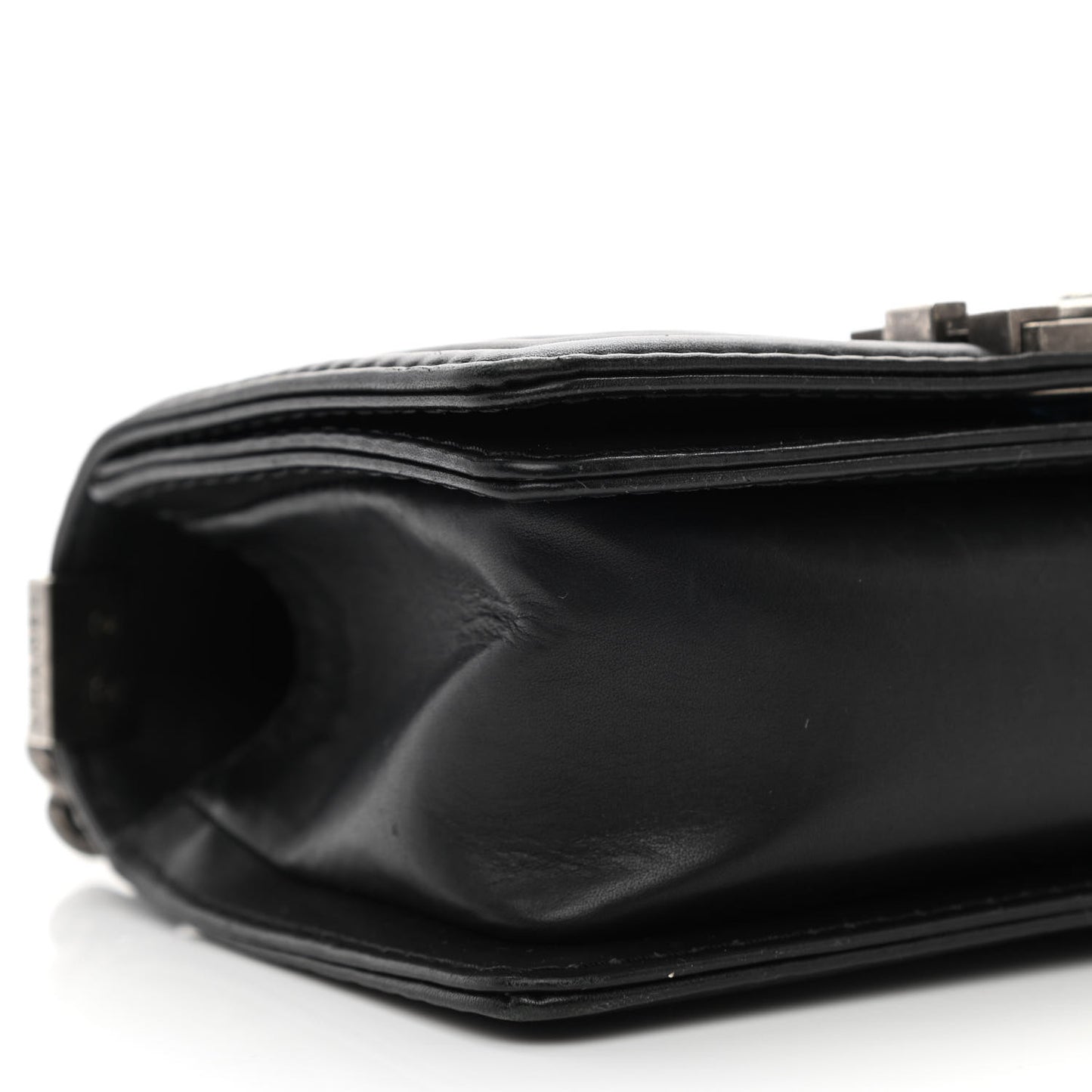 Calfskin Quilted Small Boy Flap Black