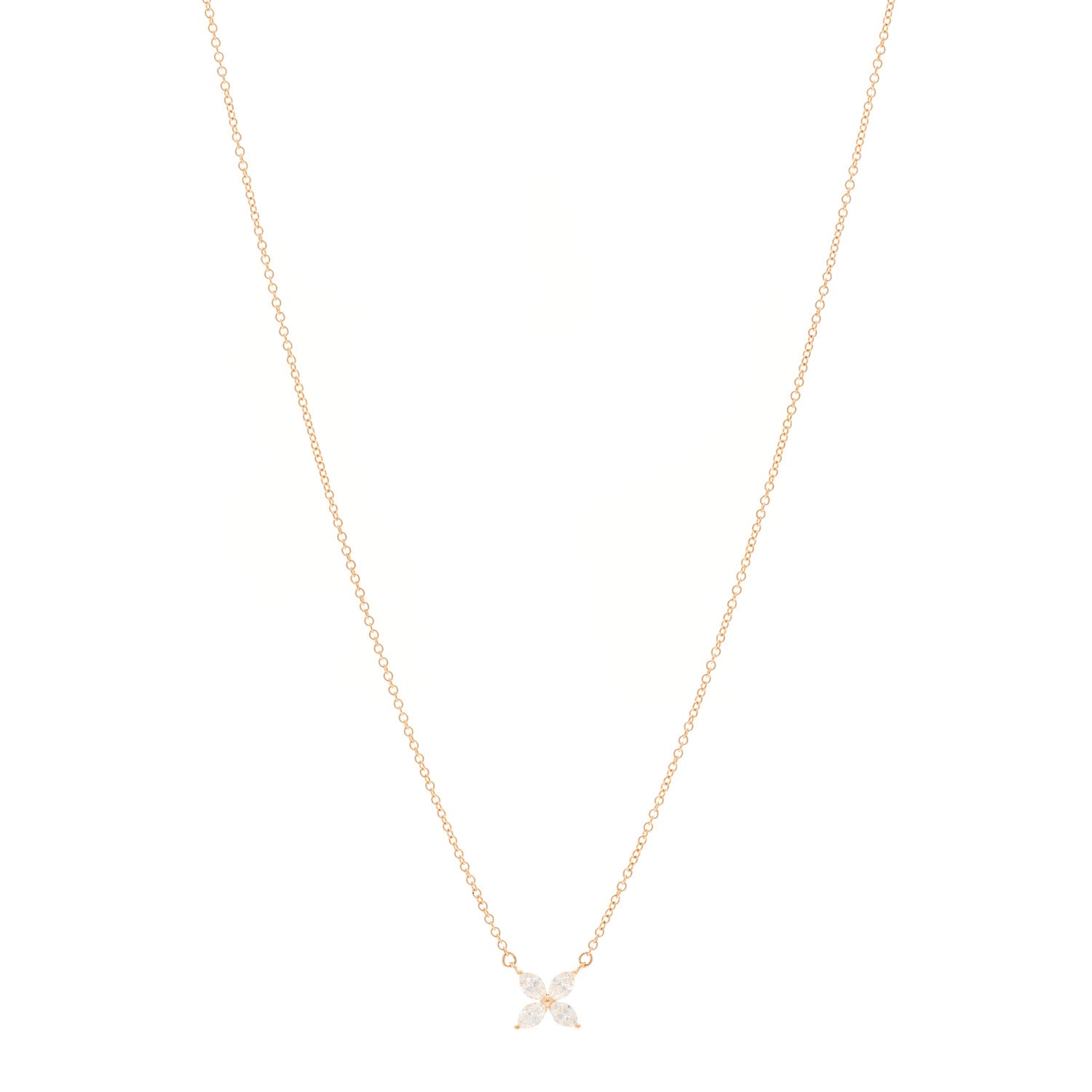 Tiffany 18K Rose Gold Diamond Small Victoria Necklace 1 of 4
