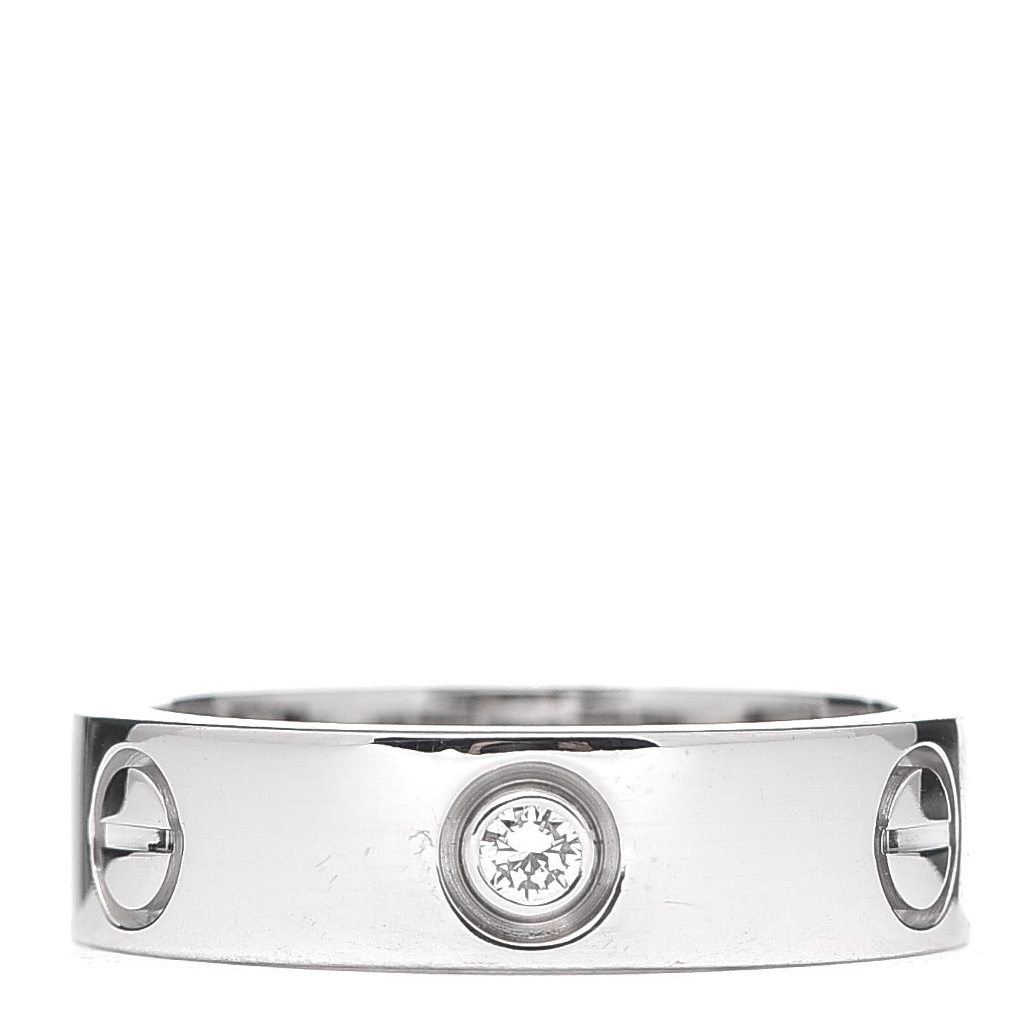 Cartier 18K White Gold 3 Diamond 5.5mm LOVE Ring 54 6.75 1 of 5