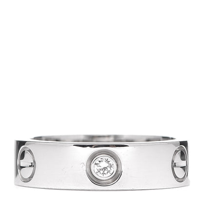 Cartier 18K White Gold 3 Diamond 5.5mm LOVE Ring 54 6.75 1 of 5