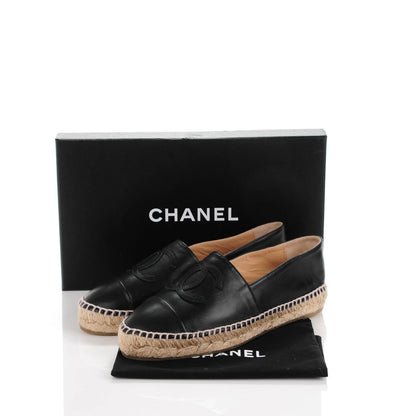 Chanel Lambskin CC Espadrilles 37 Black 9 of 9
