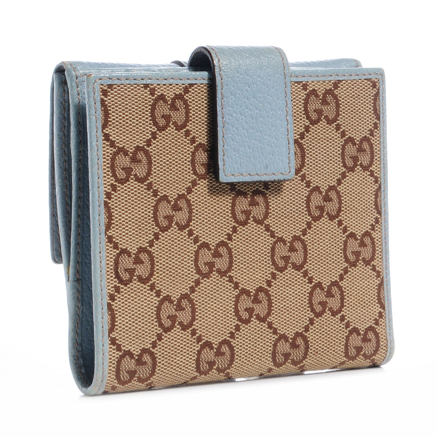 Gucci Leather Bamboo D Ring Compact Wallet Blue 3 of 6