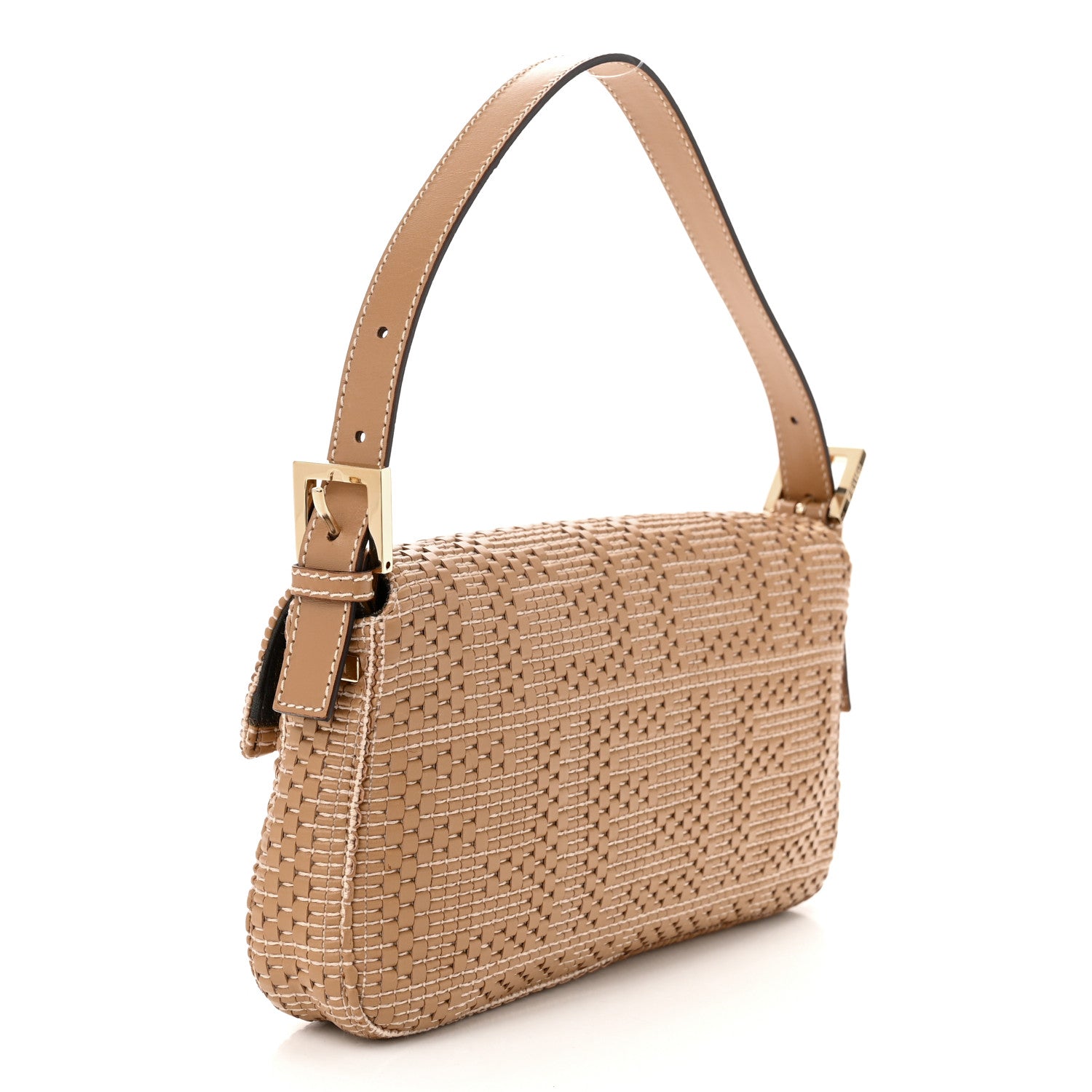 Fendi Calfskin Woven Baguette Cammelo Beige 3 of 10
