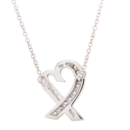 Tiffany 18K White Gold Diamond Small Paloma Picasso Loving Heart Necklace 4 of 7