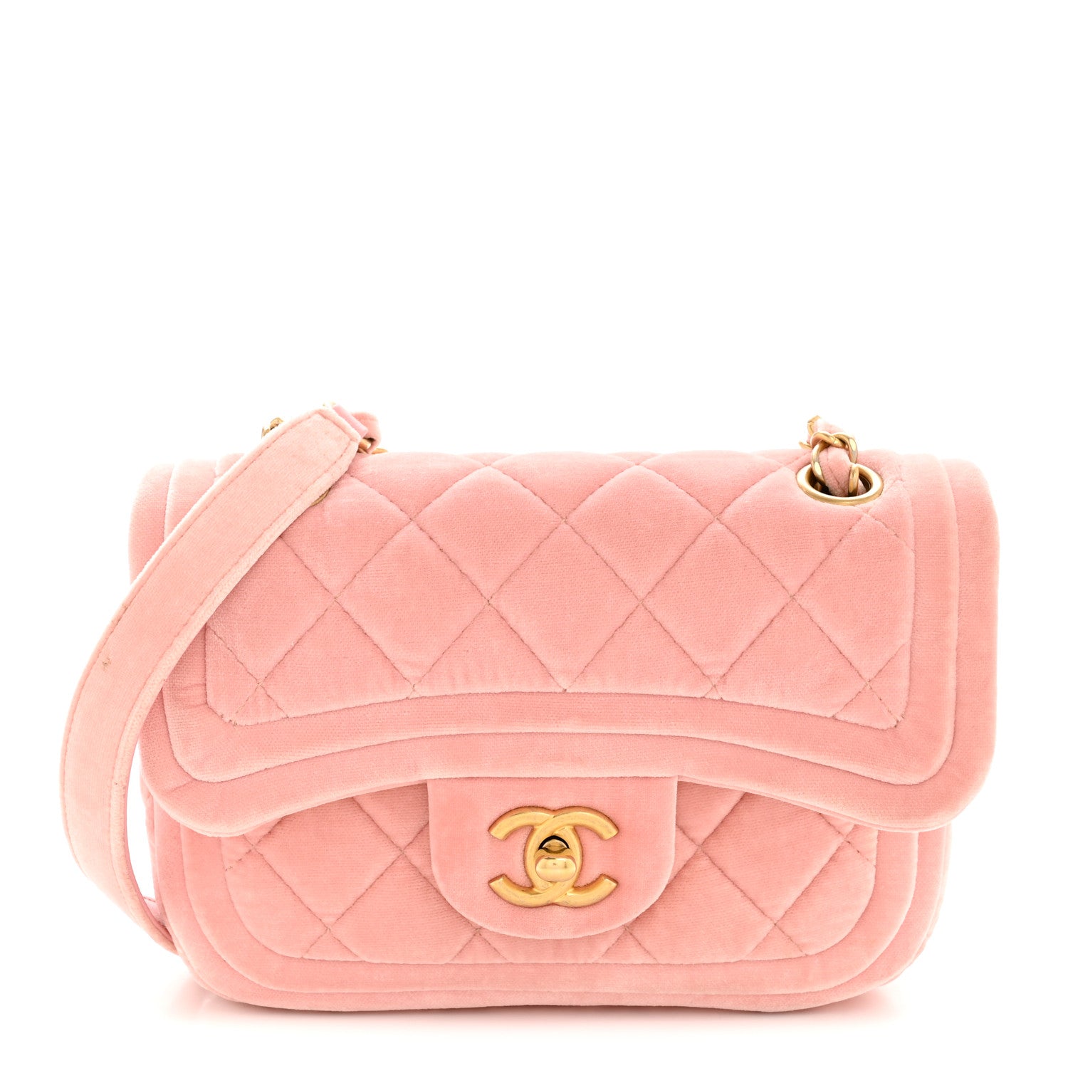 Chanel Velvet Quilted Mini Flap Pink 1 of 12