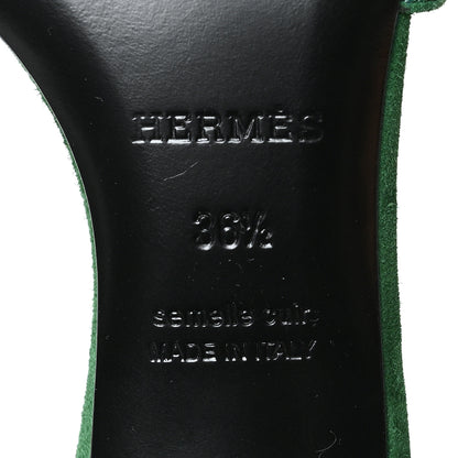 Hermes Suede Goatskin Oasis Sandals 36.5 Vert Electrique 7 of 9