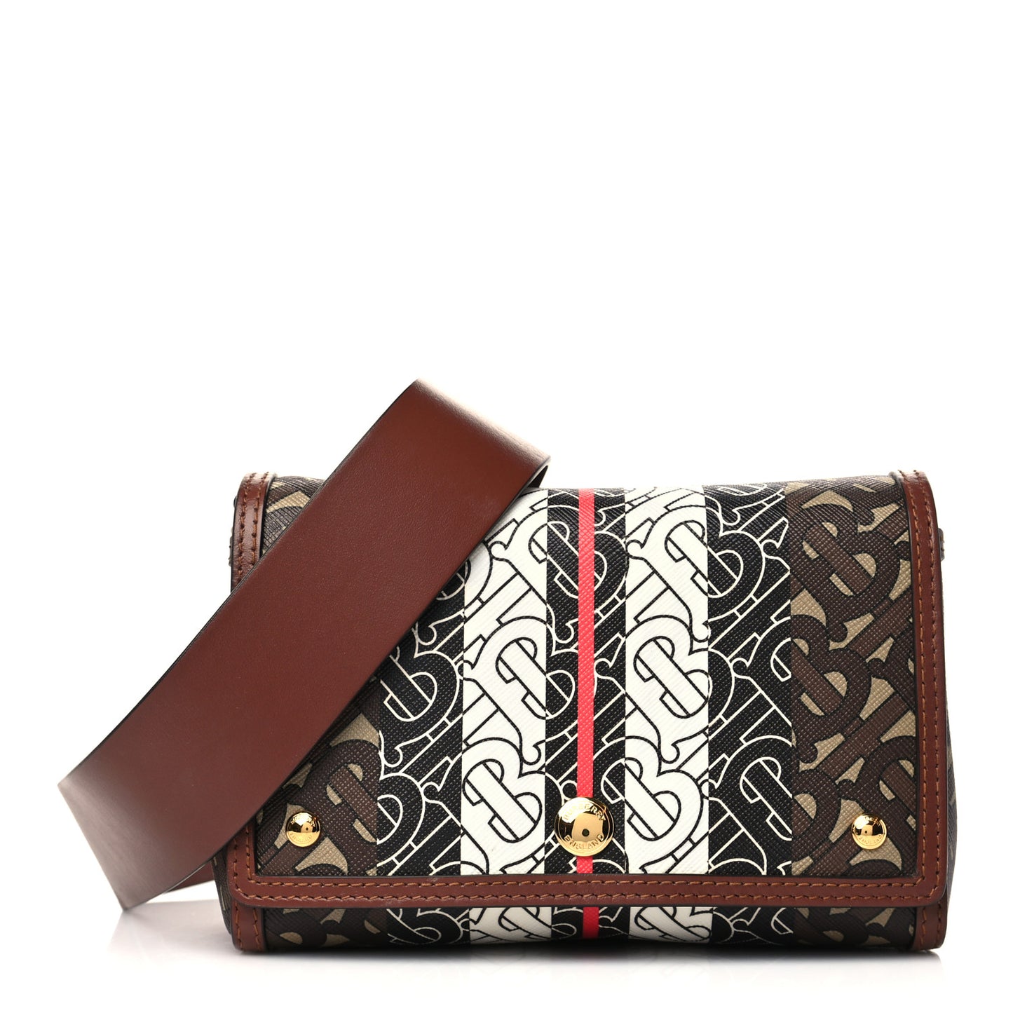 E-Canvas Monogram Stripe Hackberry Crossbody Bag Bridle Brown