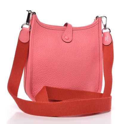 Hermes Taurillon Clemence Amazone Evelyne TPM Rose Azalee Rouge Pivoine 3 of 9