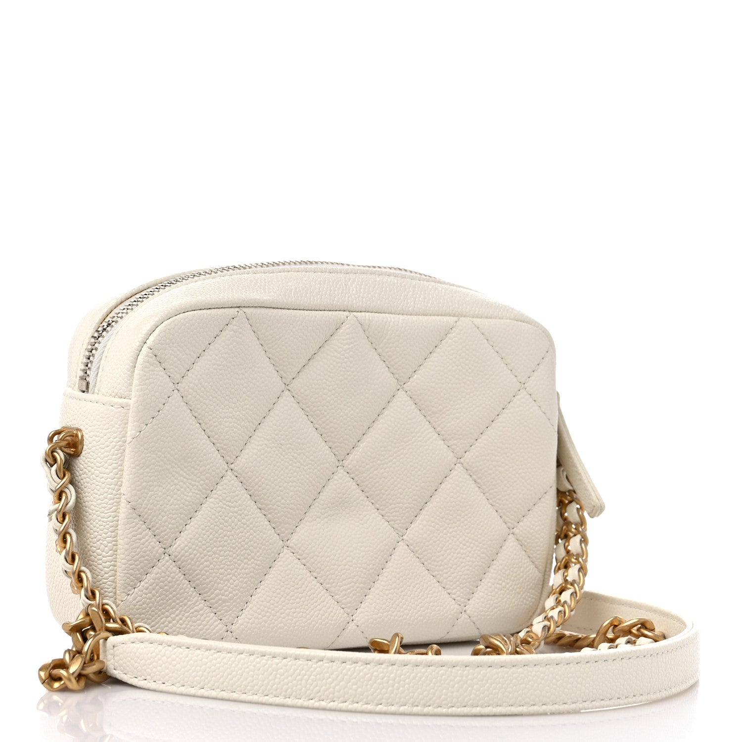 Chanel Shiny Caviar Quilted Chain Melody Camera Bag White 3 of 10