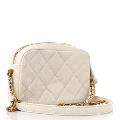 Chanel Shiny Caviar Quilted Chain Melody Camera Bag White 3 of 10