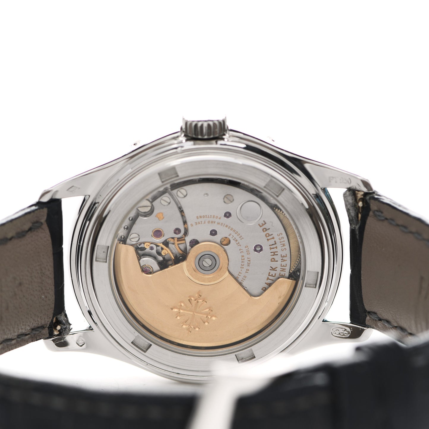 Platinum Crocodile 37mm Annual Calendar Moonphase Automatic Watch Black 5056P-001