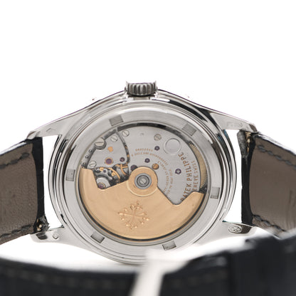 Patek Philippe Platinum Crocodile 37mm Annual Calendar Moonphase Automatic Watch Black 5056P-001 4 of 6