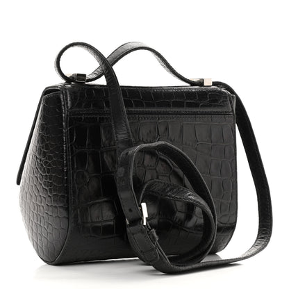 Givenchy Calfskin Crocodile Embossed Mini Pandora Box Crossbody Bag Black 3 of 14