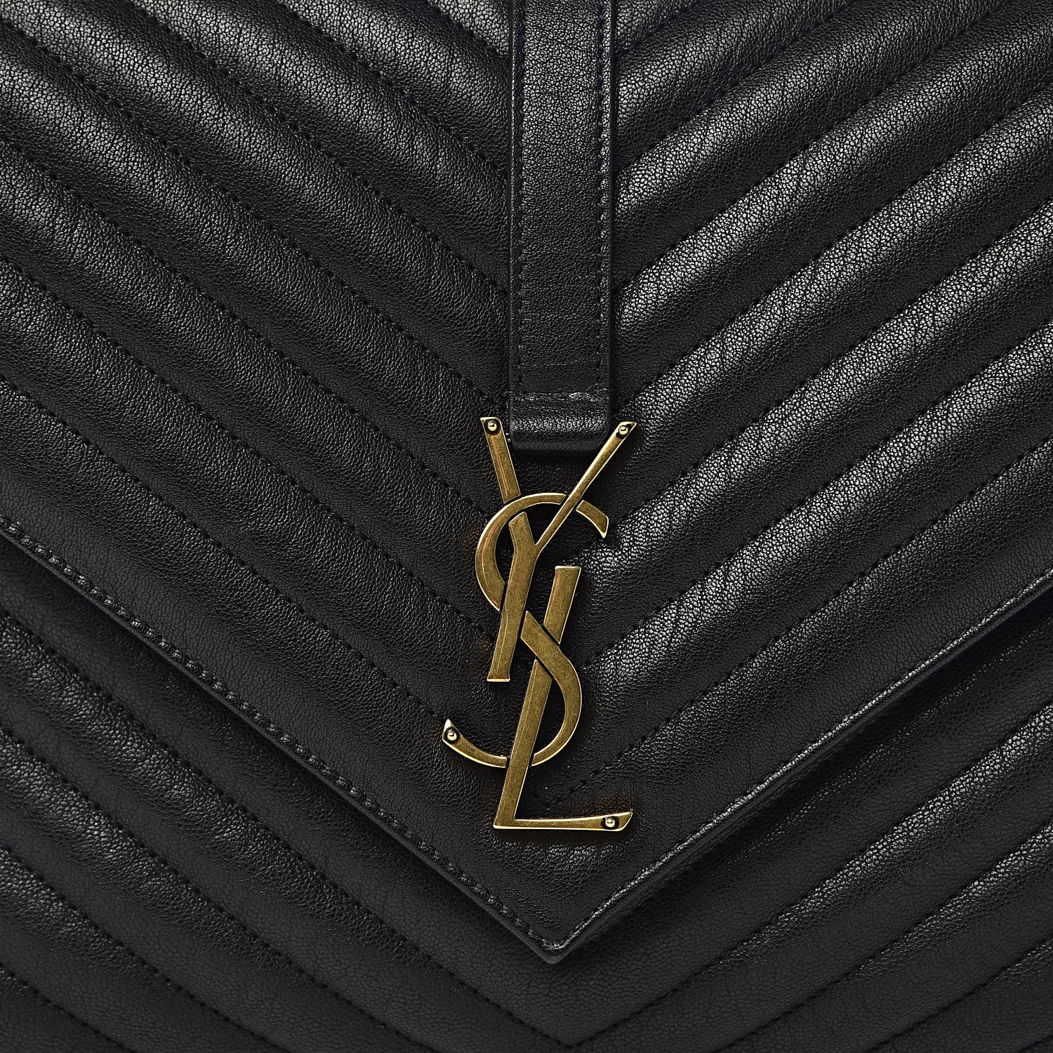 Saint Laurent Sheepskin Matelasse Chevron Monogram Large College Satchel Black 12 of 12