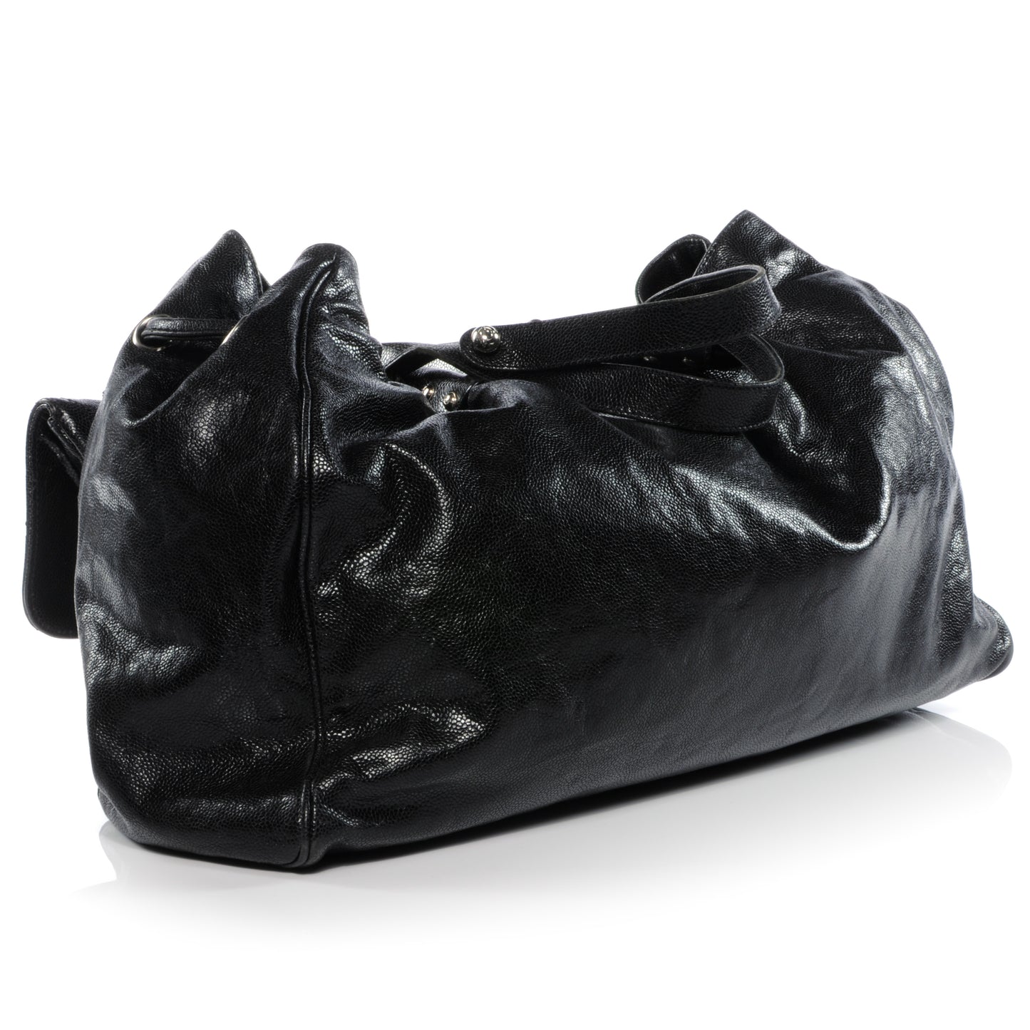 Glazed Caviar Mademoiselle XL Tote Black