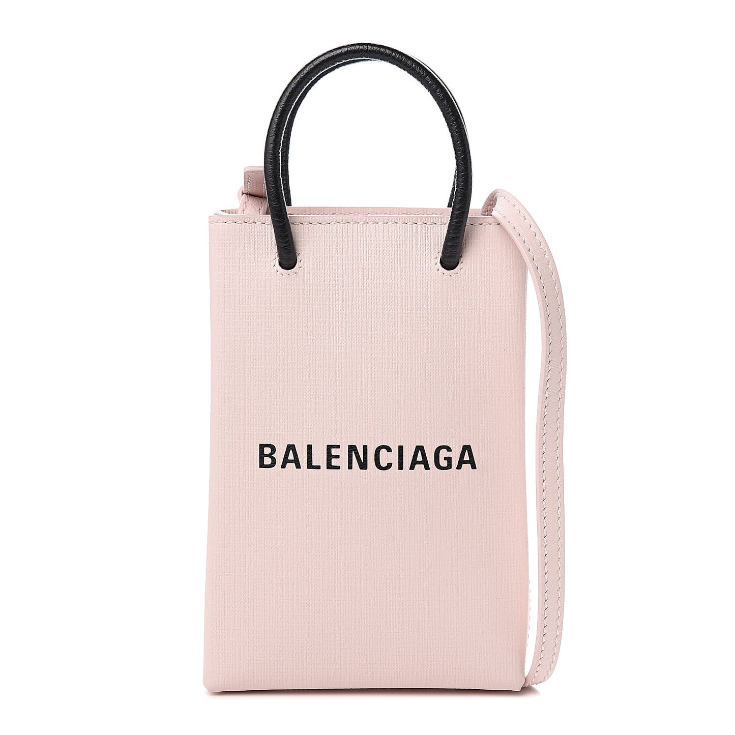 Squared Calfskin Logo Shopping Phone Holder Bag Light Rose