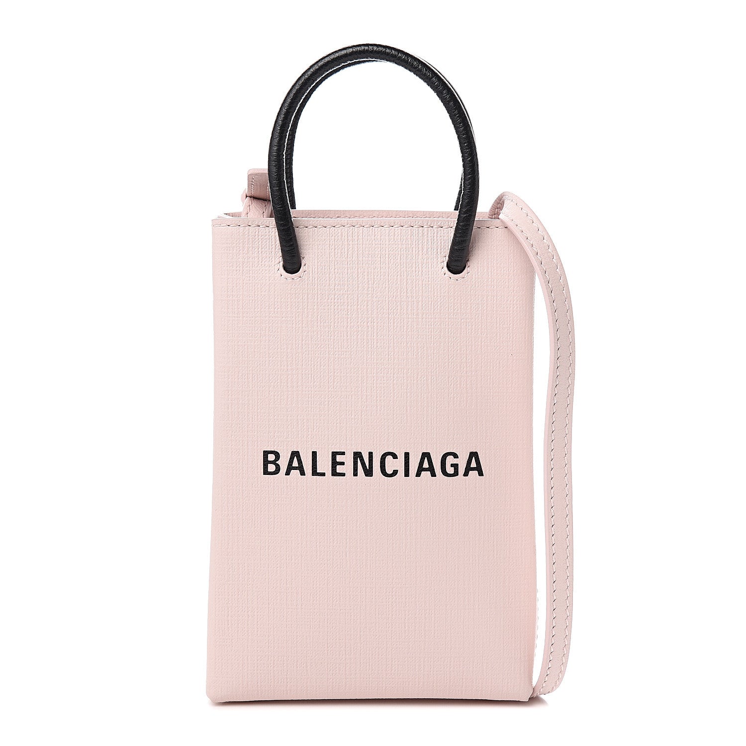 Balenciaga Squared Calfskin Logo Shopping Phone Holder Bag Light Rose 1 of 9