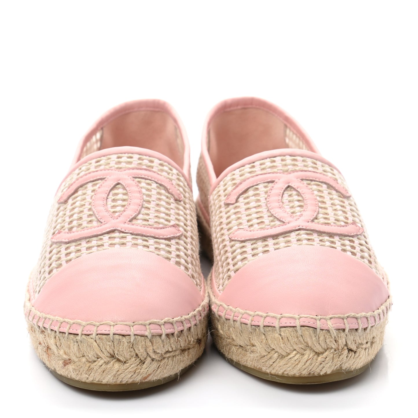 Mesh Lambskin CC Espadrilles 40 Light Pink Beige