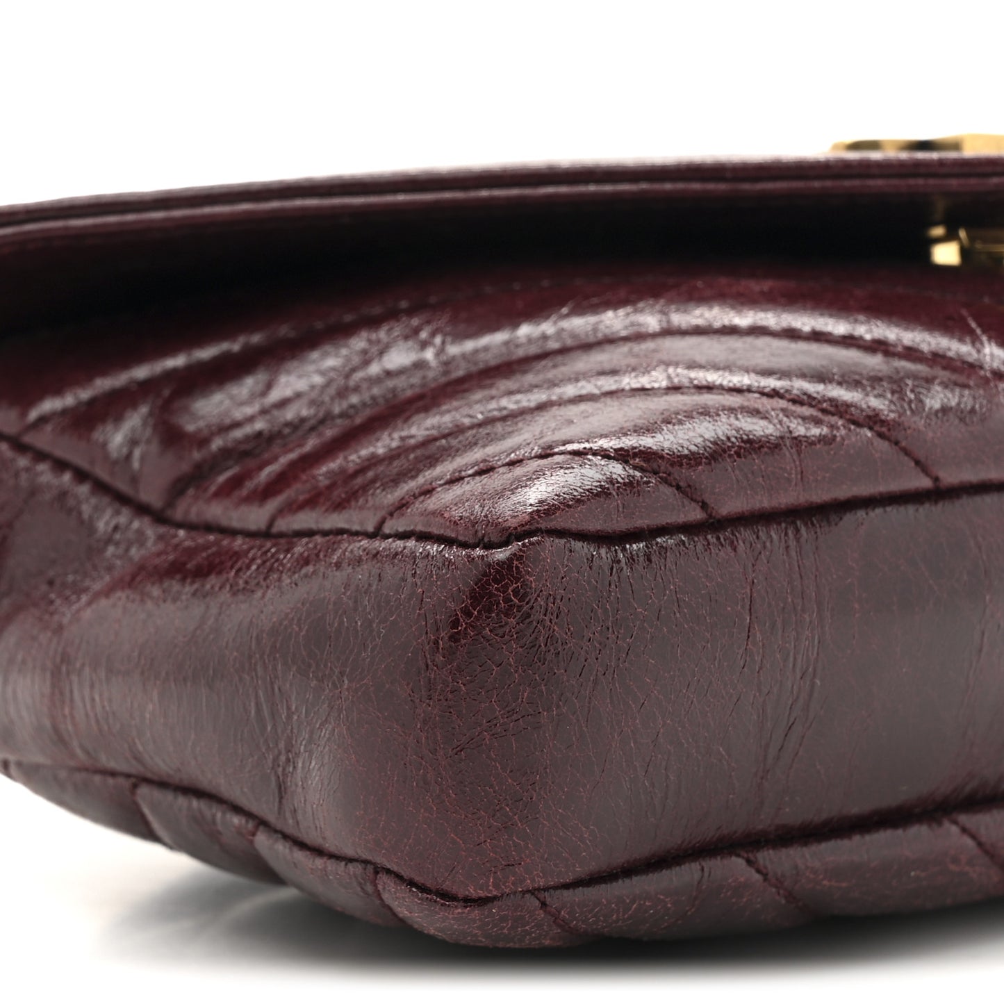 Shiny Calfskin Matelasse Chevron Monogram Mini College Bag Deep Hot Wine