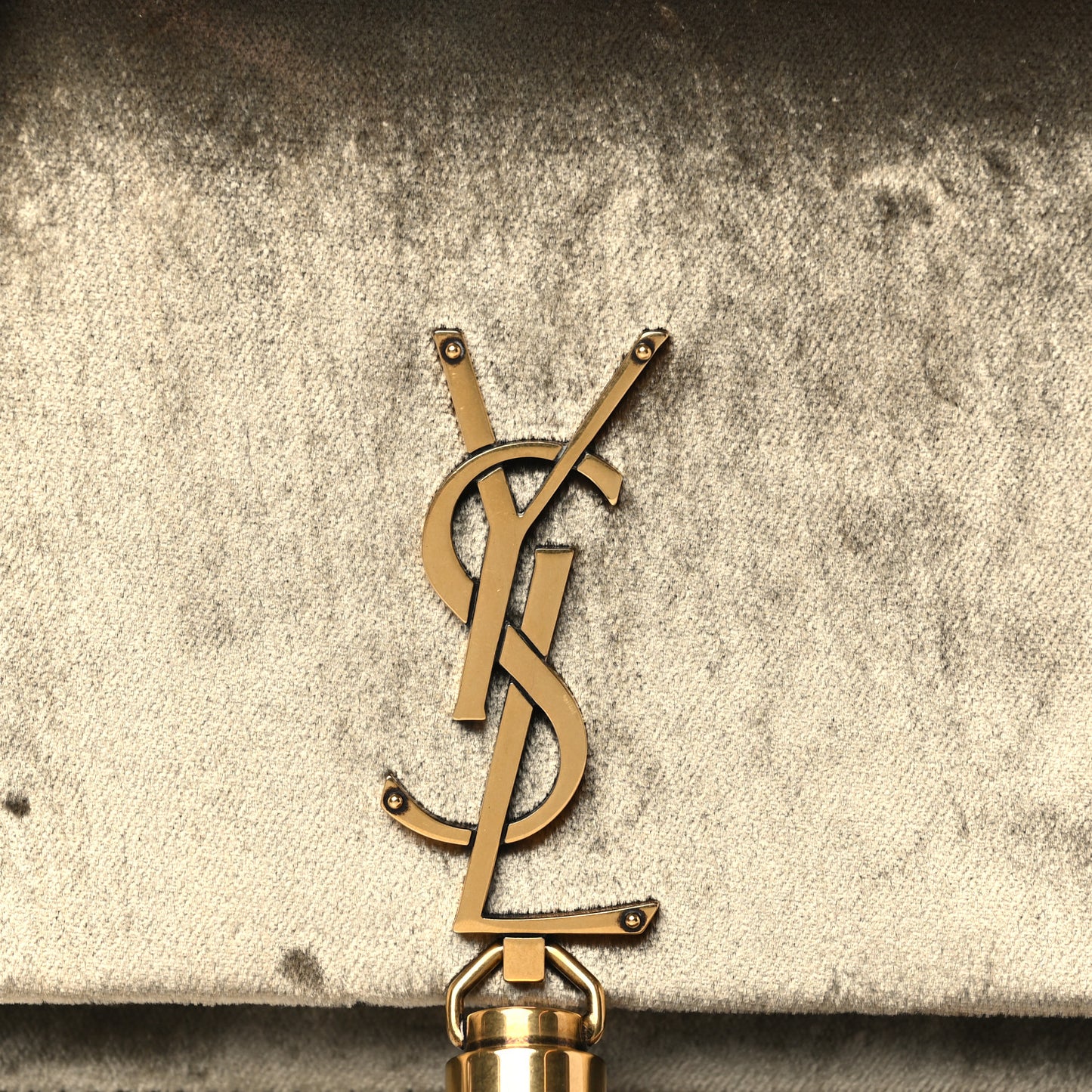 Velvet Medium Classic Monogram Kate Tassel Satchel Olive