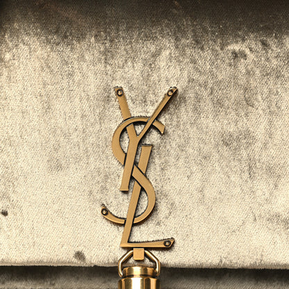 Saint Laurent Velvet Medium Classic Monogram Kate Tassel Satchel Olive 7 of 9