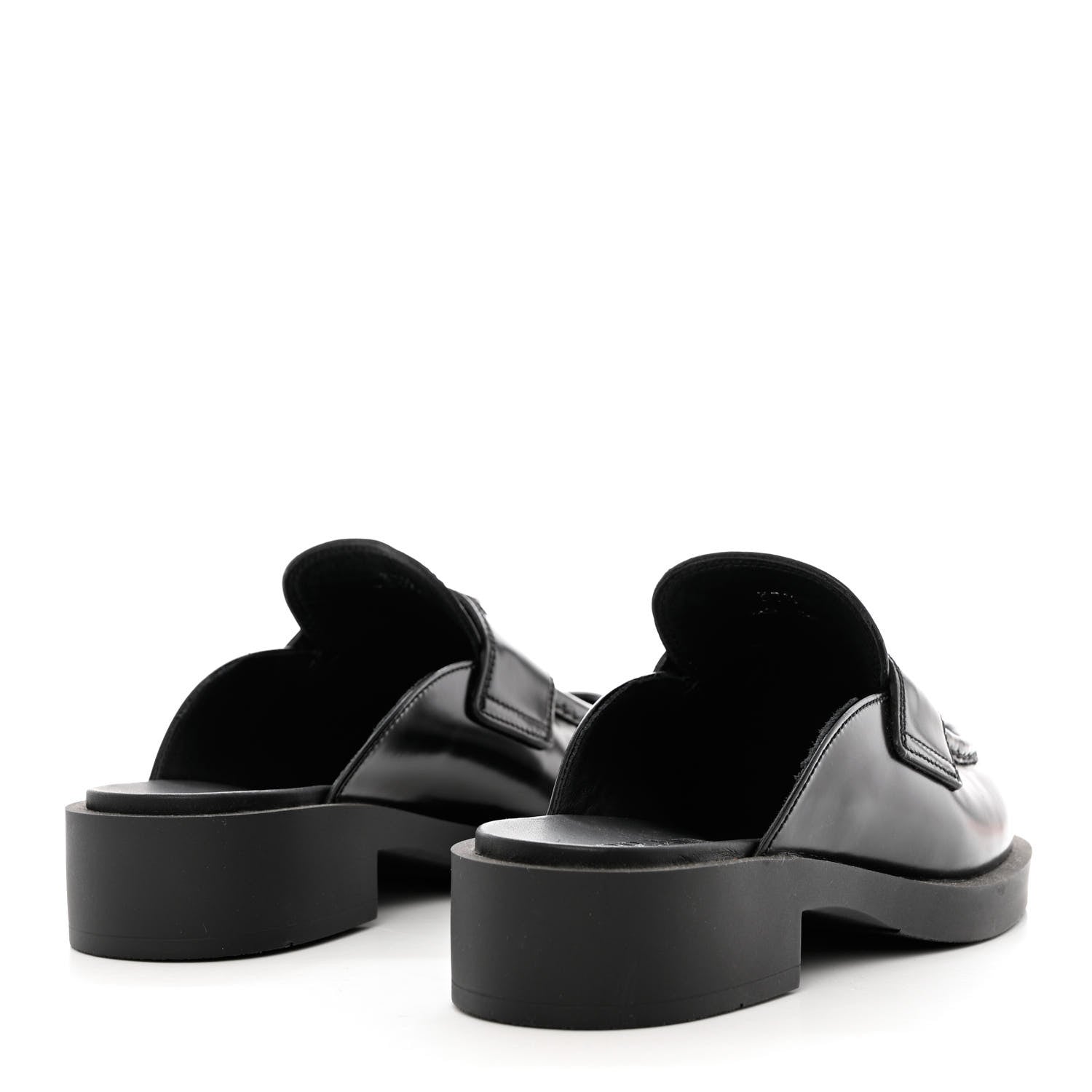 Prada Spazzolato Triangle 40mm Loafer Mules 37.5 Black 4 of 10