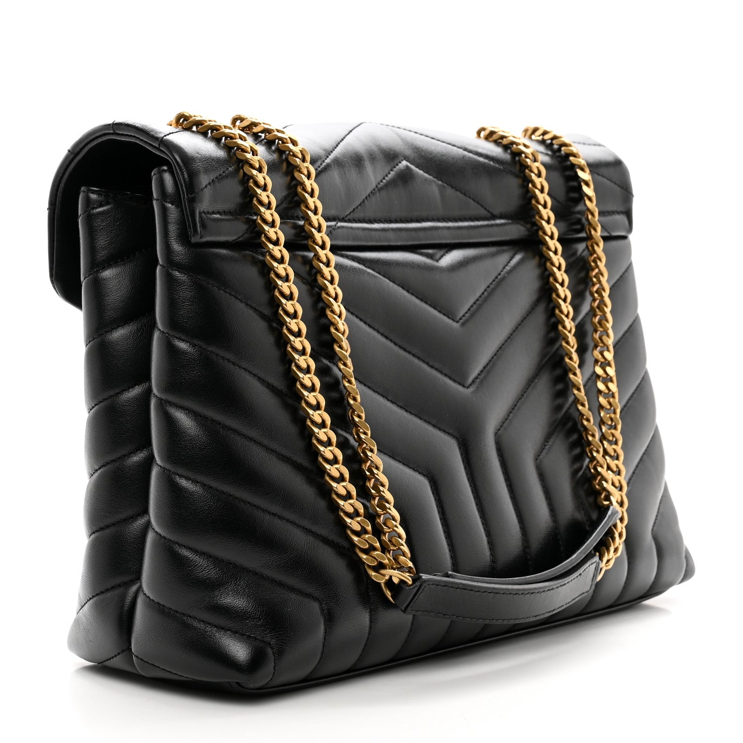 Saint Laurent Calfskin Y Quilted Monogram Medium Loulou Chain Satchel Black 2 of 10