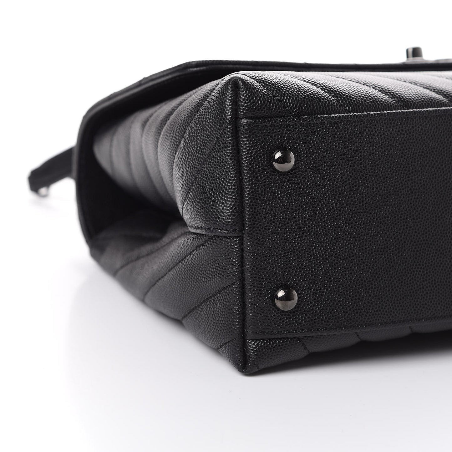 Caviar Chevron Quilted Small Coco Handle Flap So Black