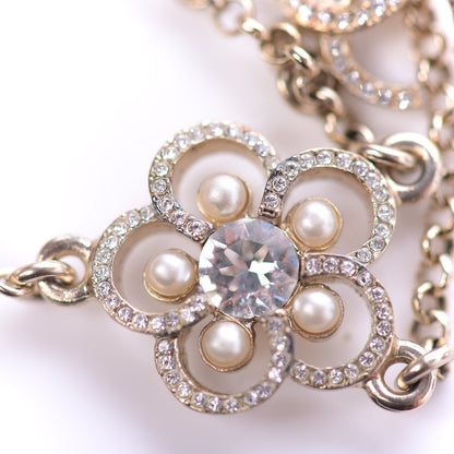 Chanel Pearl Crystal Flower CC Necklace Gold 2 of 11