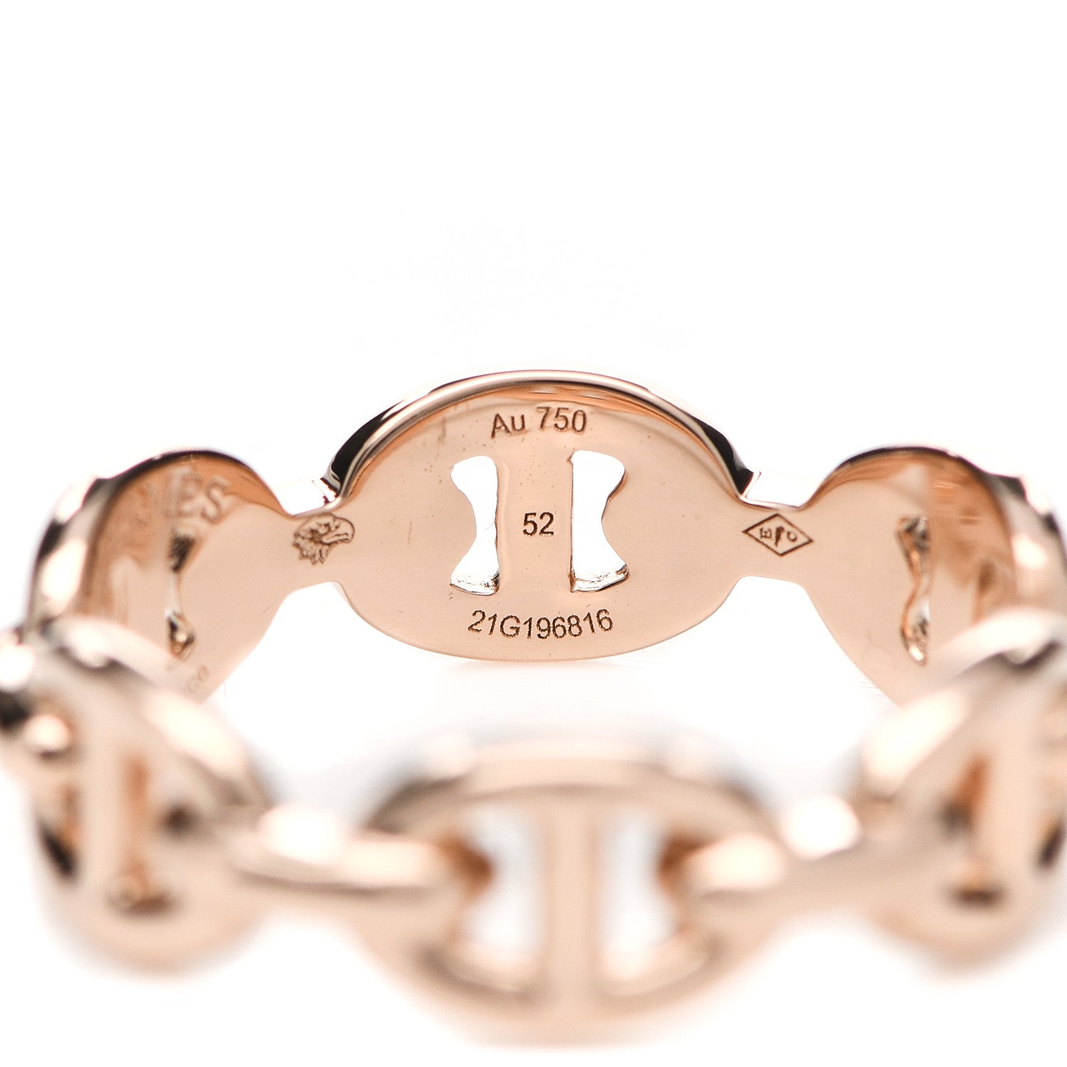 Hermes 18K Rose Gold PM Chaine D'Ancre Enchainee Ring 52 6 5 of 6