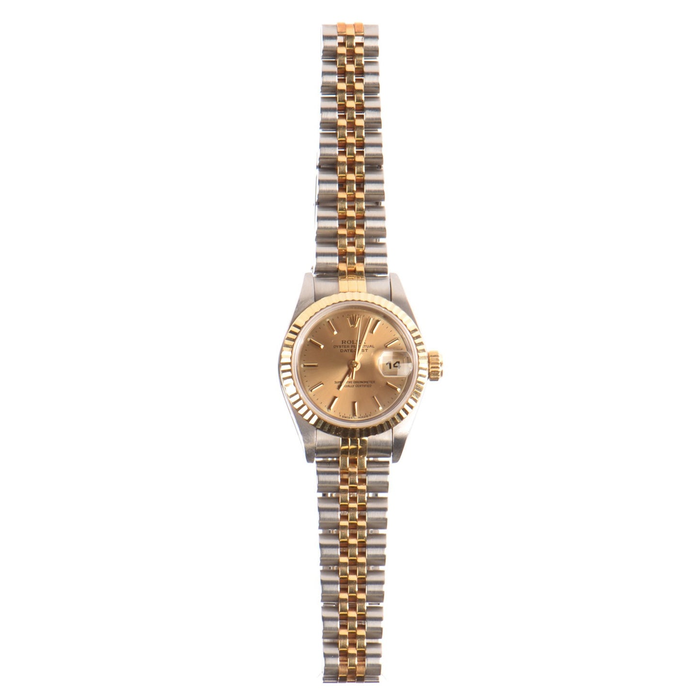 Stainless Steel 18K Yellow Gold 26mm Oyster Perpetual Datejust Watch Champagne 79173