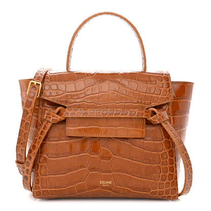 Celine Calfskin Crocodile Embossed Nano Belt Bag Camel 1 of 10