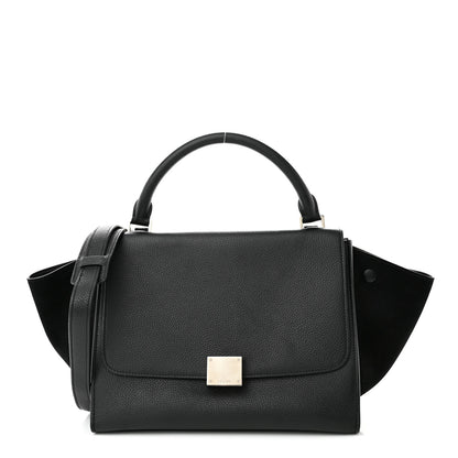 Celine Drummed Calfskin Suede Small Trapeze Black 1 of 14