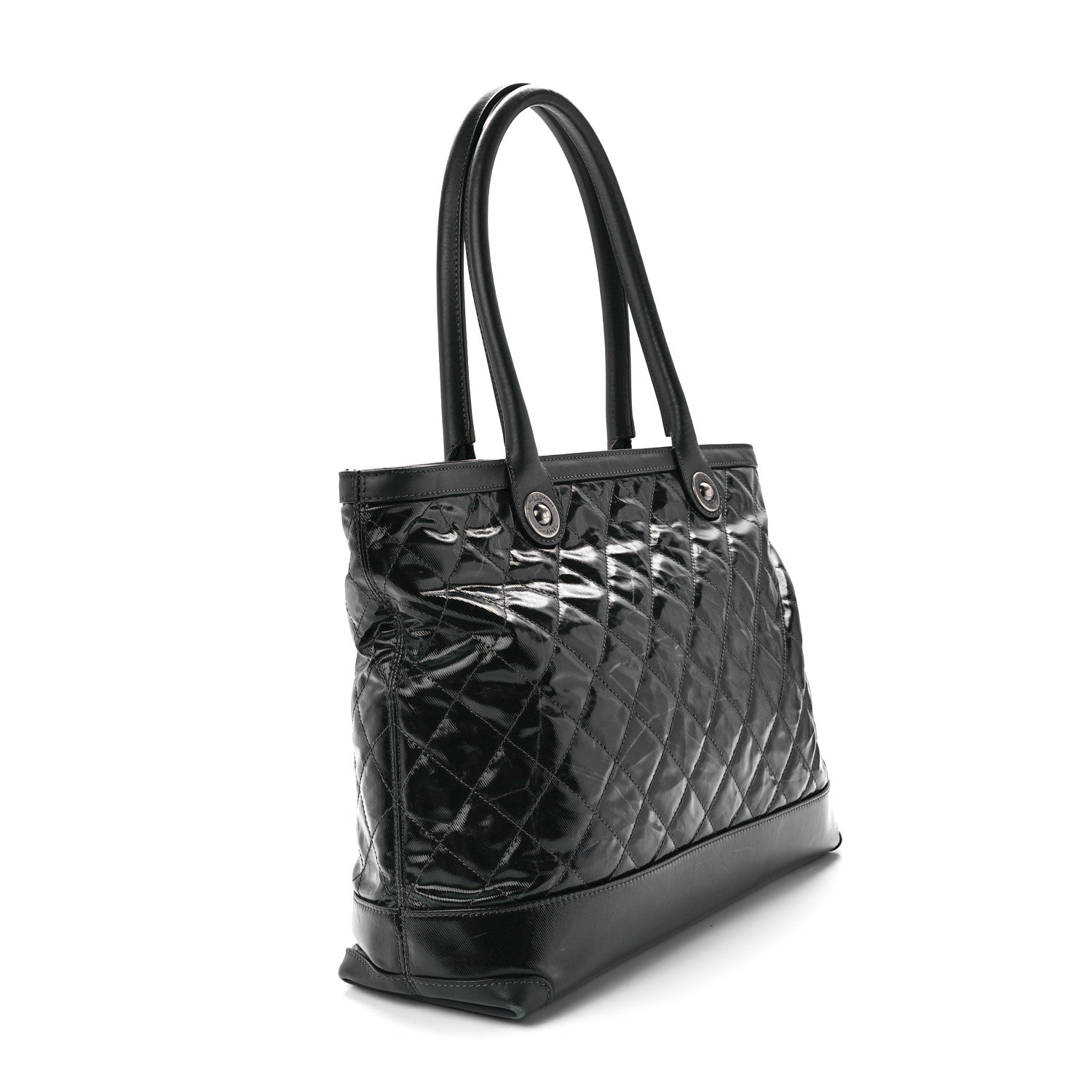 Chanel Calfskin Coated Canvas Quilted Tote Black 3 of 11