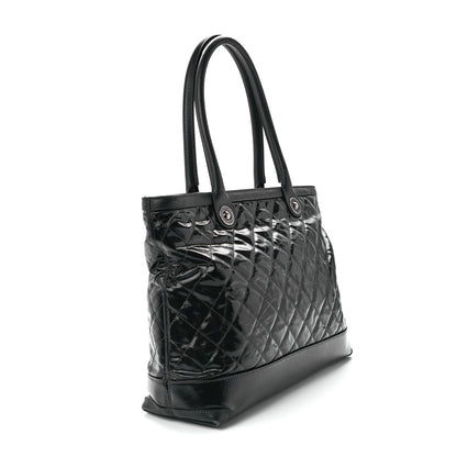 Chanel Calfskin Coated Canvas Quilted Tote Black 3 of 11