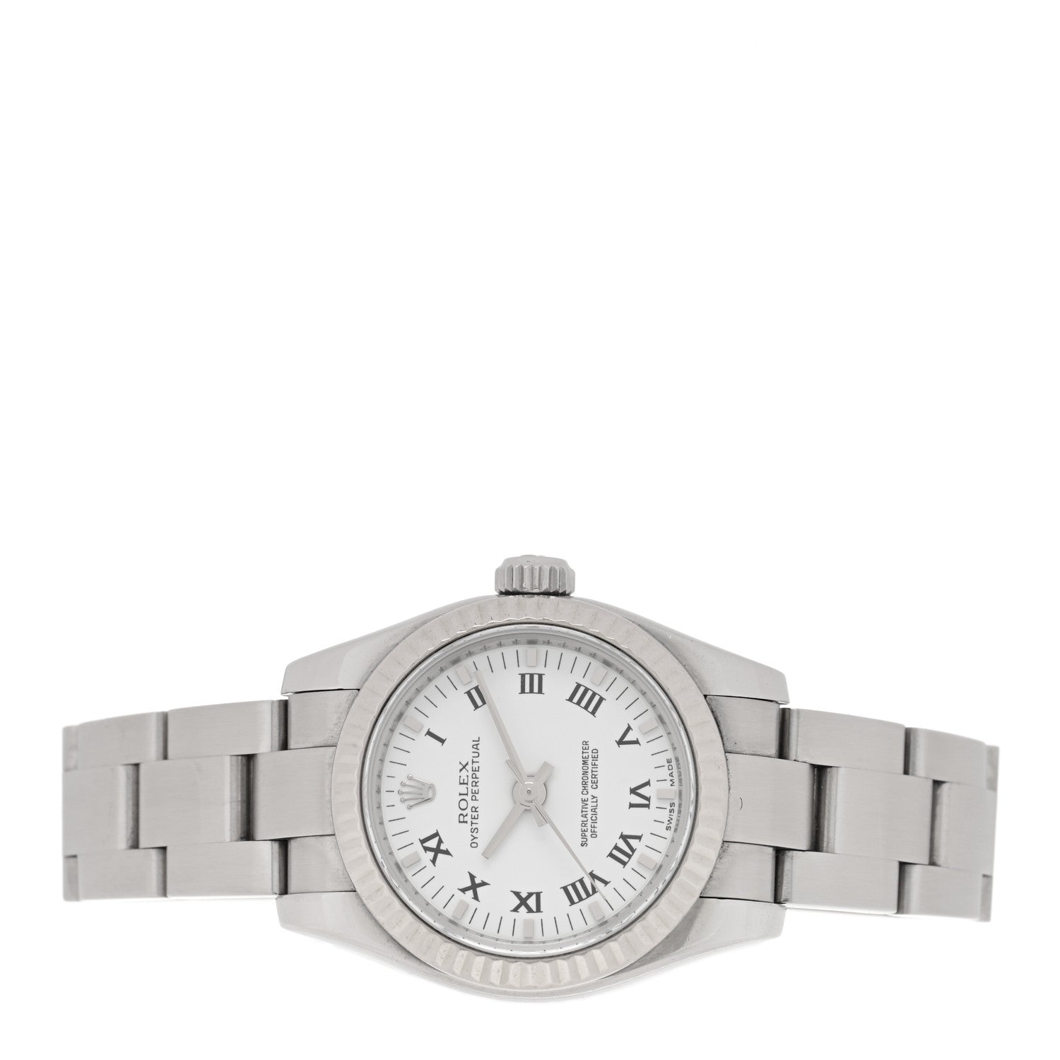 Rolex Stainless Steel 18K White Gold 26mm Oyster Perpetual Watch White Roman 176234 2 of 4