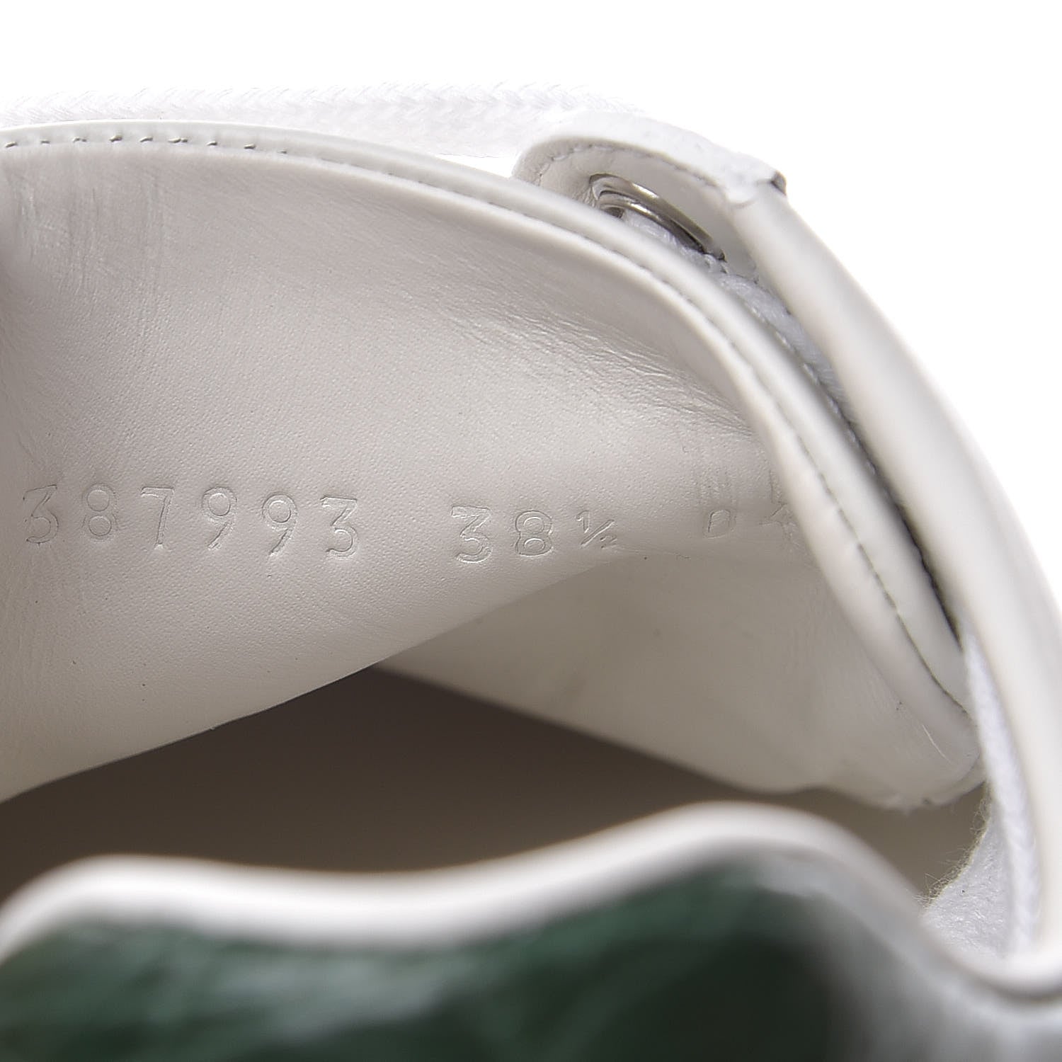 Gucci Calfskin Crocodile Web Ace Sneakers 35.8 White Blue 9 of 10