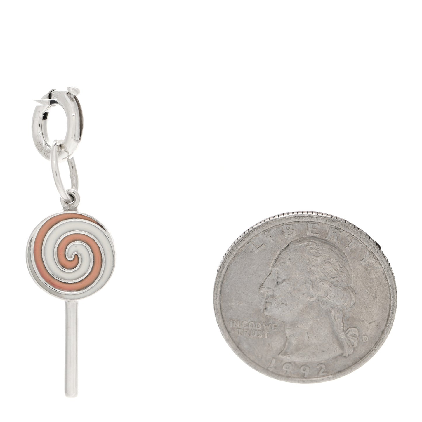 Sterling Silver Enamel Lollipop Charm Pink