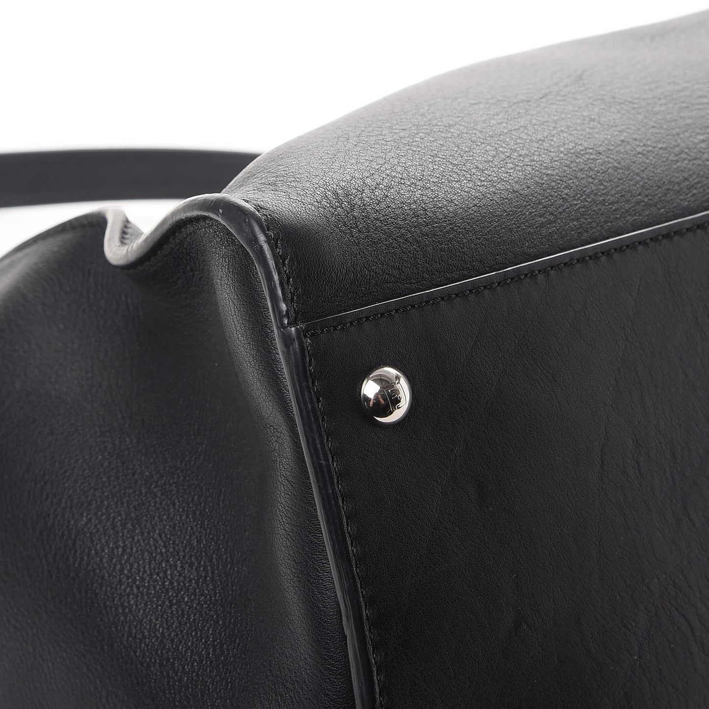 Vitello Dolce Shiny Nappa Large Peekaboo Iconic Satchel Black Camelia