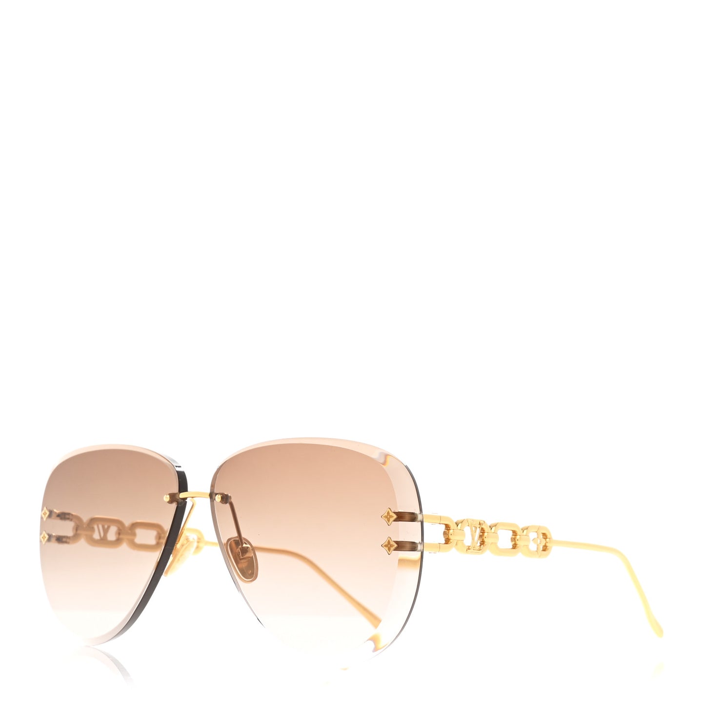 Metal Rimless LV Jewel Aviator Sunglasses Z1854U Gradient Brown
