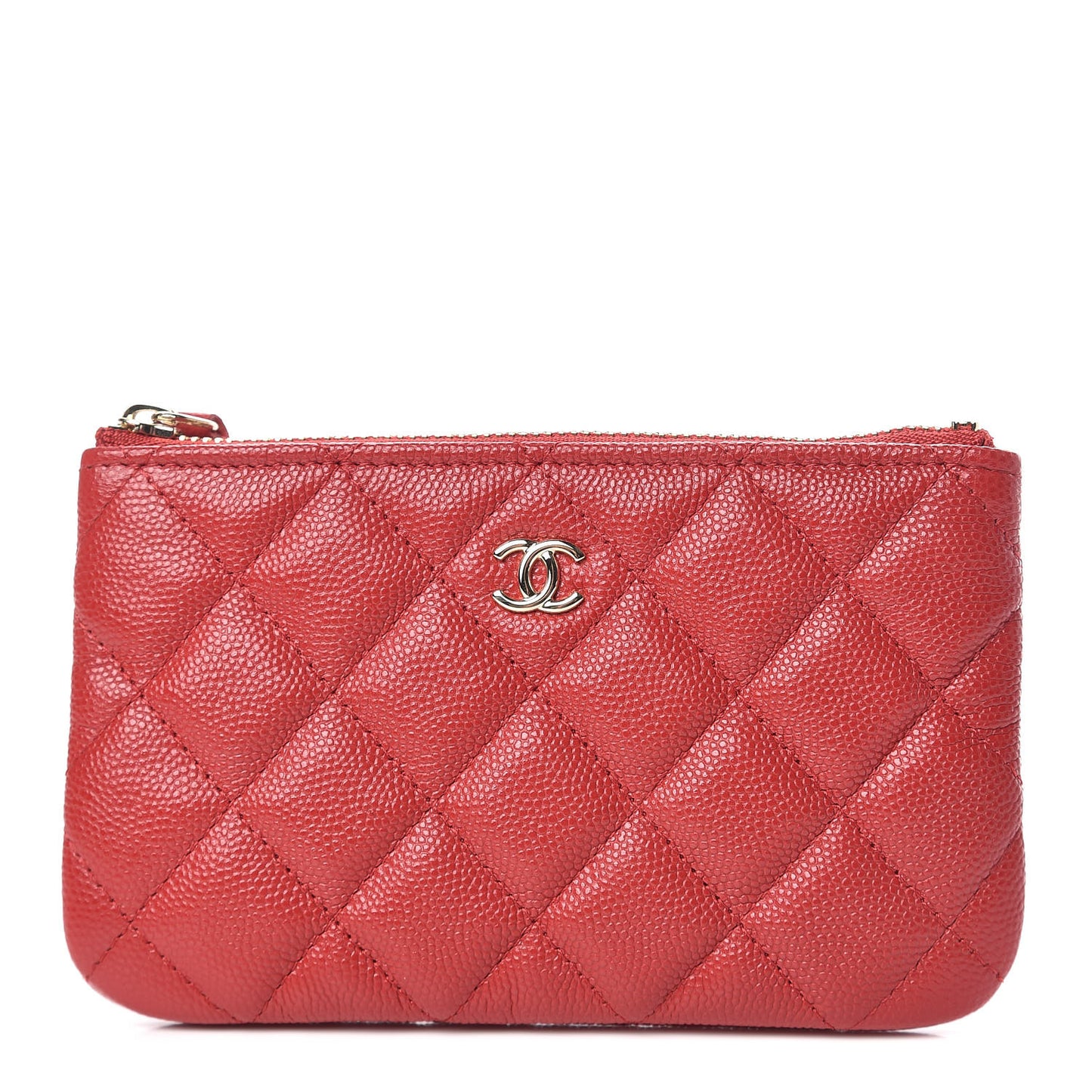 Caviar Quilted Small Cosmetic Case Red