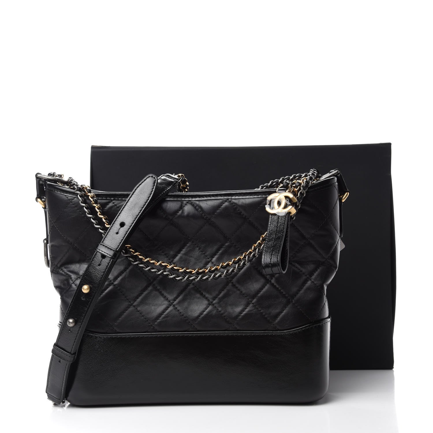 Chanel Aged Calfskin Quilted Medium Gabrielle Hobo Black 11 of 11