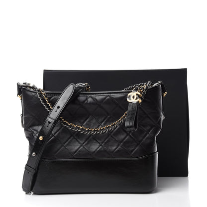 Chanel Aged Calfskin Quilted Medium Gabrielle Hobo Black 11 of 11