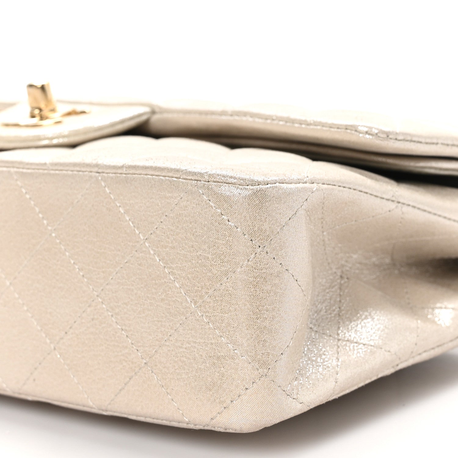 Chanel Iridescent Calfskin Quilted Medium Double Flap Light Gold 10 of 11