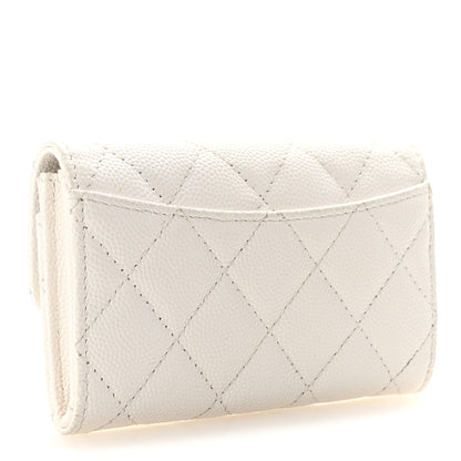 Chanel Caviar Quilted Flap Card Holder Wallet White 3 of 8