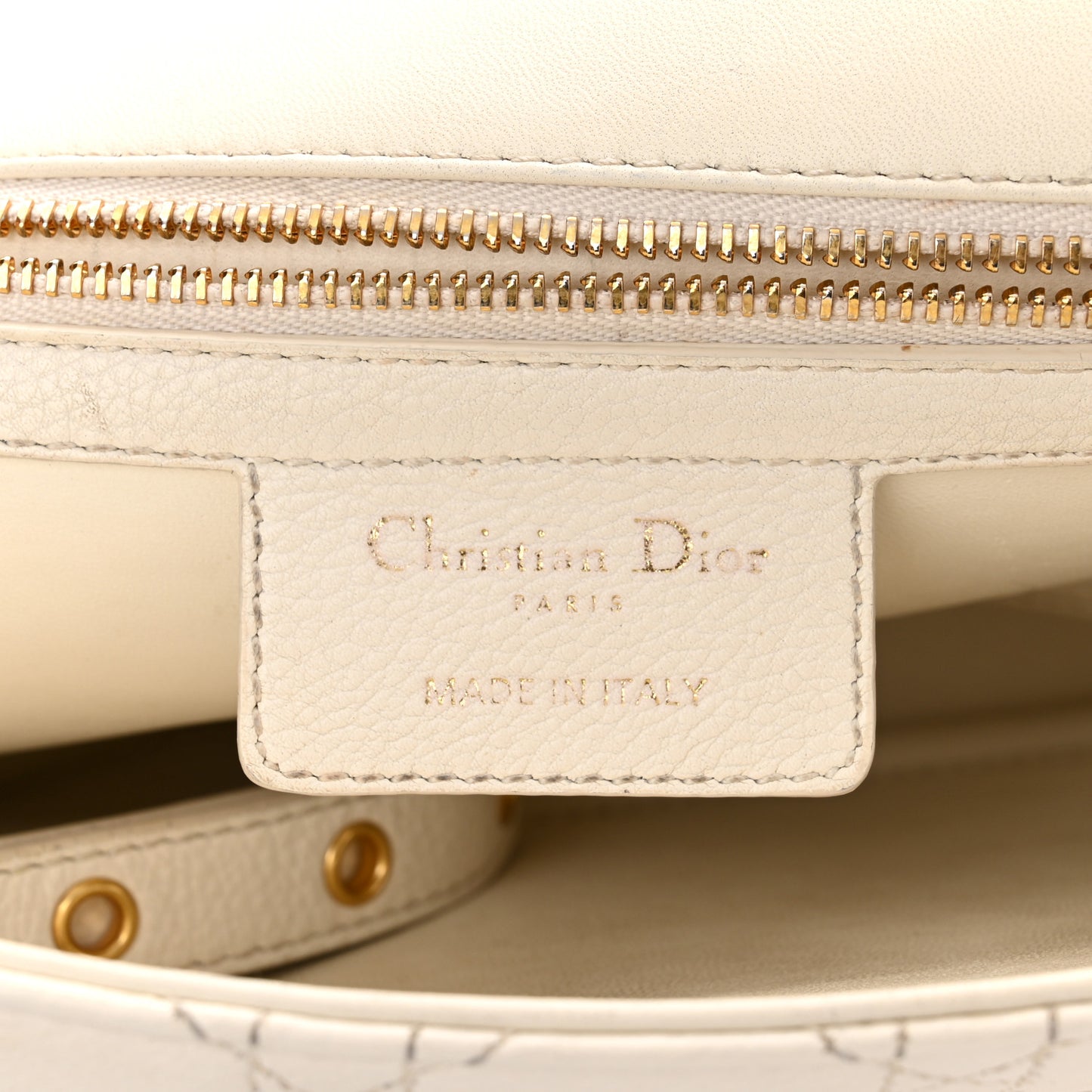Grained Calfskin Cannage Large Caro Bag Latte