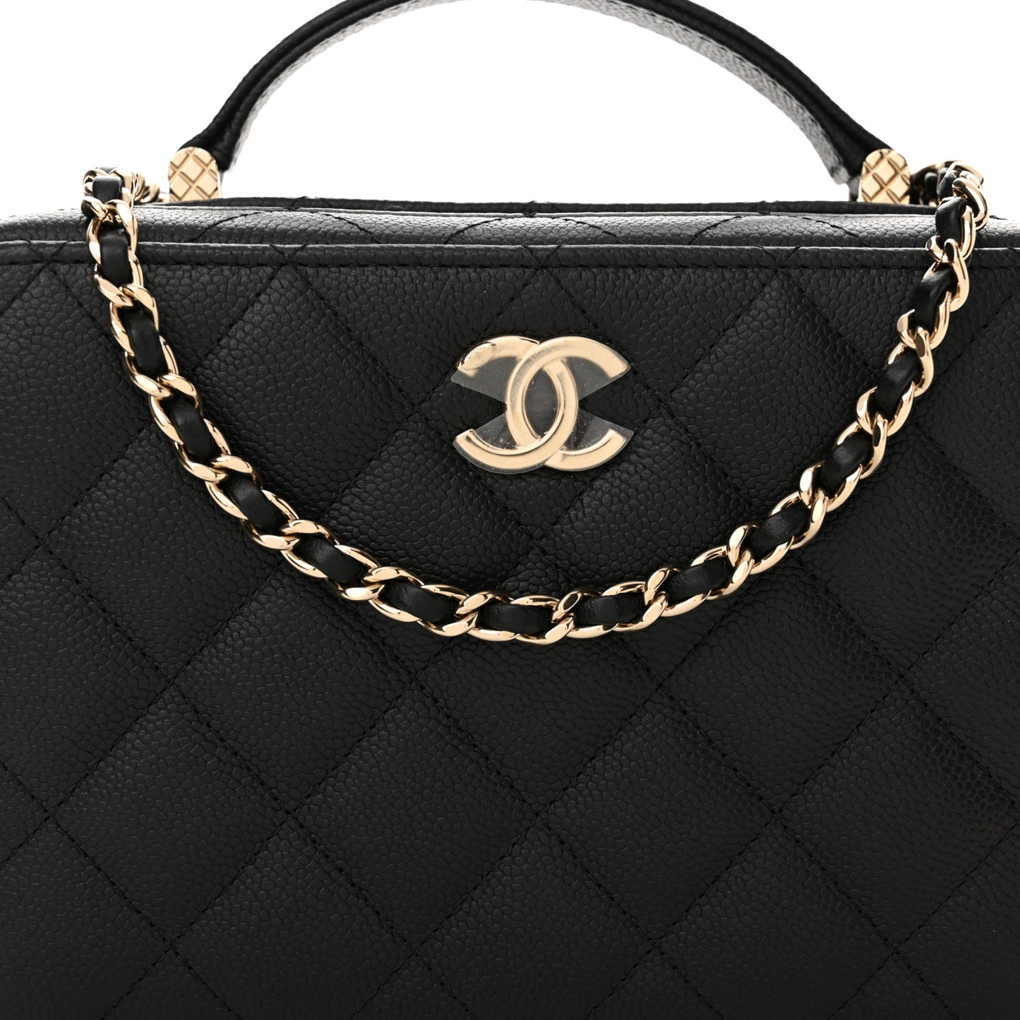 Caviar Quilted Top Handle Vanity Case Black