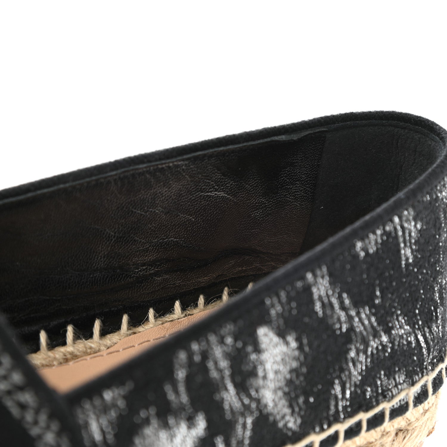 Christian Dior Lurex Embroidered Mizza Granville Espadrille 37 Metallic Grey Black 9 of 11